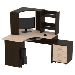 Компьютерный стол КП-СКЭ-4 цвет Венге+Дуб Молочный 120/120/141 см
