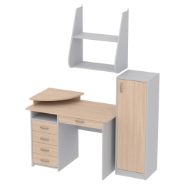 Комплект офисной мебели КП-14 цвет Серый+Дуб Молочный