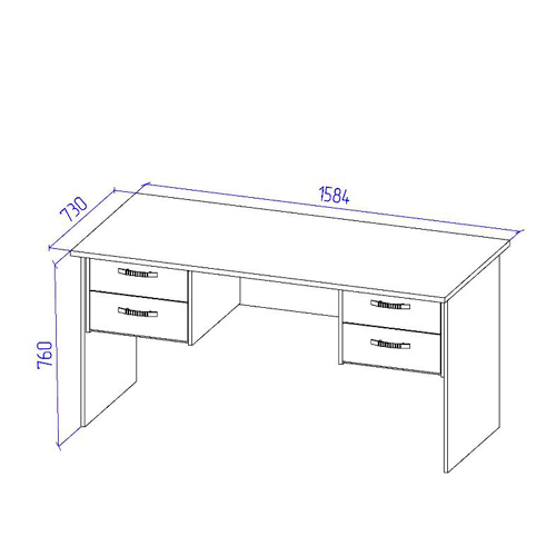 Офисный стол СТ+4Т-10 цвет Дуб Крафт + Черный 160/73/76 см