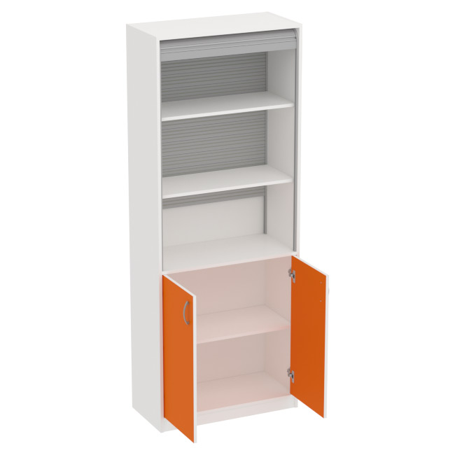 Шкаф для офиса цвет Белый+Оранжевый ШБЖ-377/37/200 см