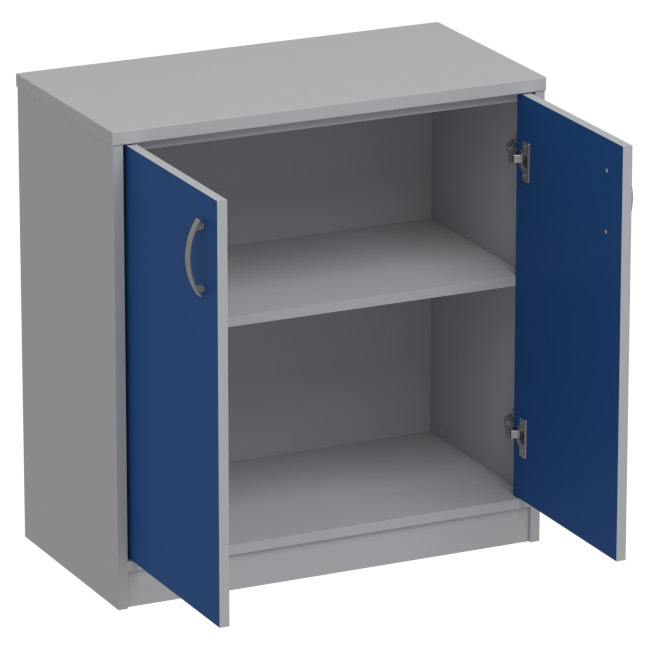 Офисный шкаф СБ-42+ДВ-42 цвет Серый+Синий 73/37/76 см