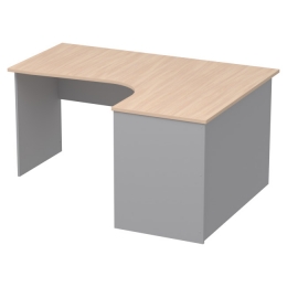 Офисный стол угловой СТУ-Л цвет Серый+Дуб Молочный 160/120/76 см