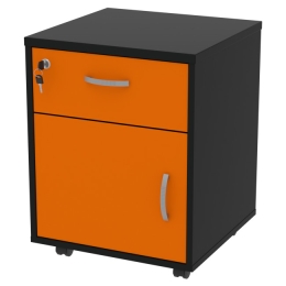 Офисная тумба подкатная ТВ-30 с замком цвет Черный+Оранж