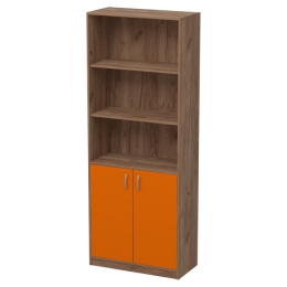 Офисный шкаф ШБ-3 цвет Дуб Крафт+Оранж 77/37/200 см