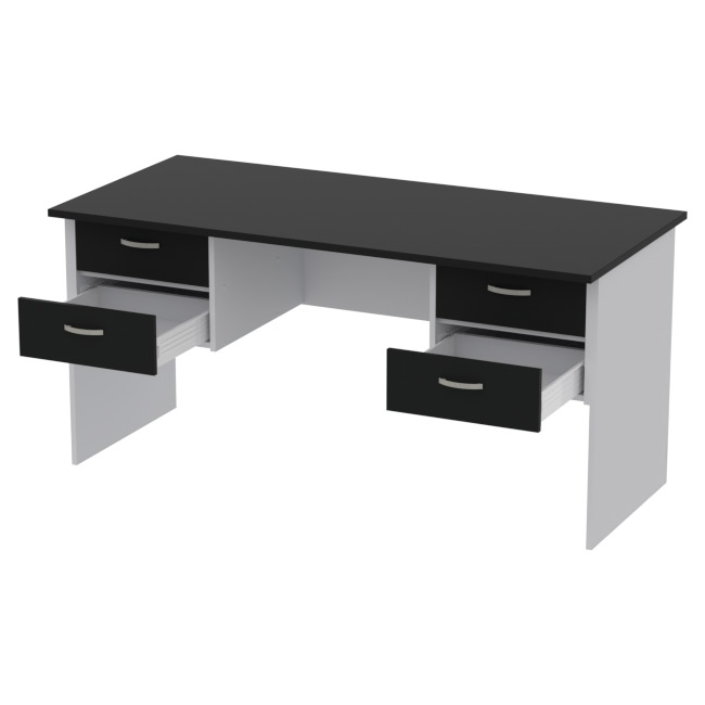 Офисный стол СТ+4Т-10 цвет Серый + Черный 160/73/76 см