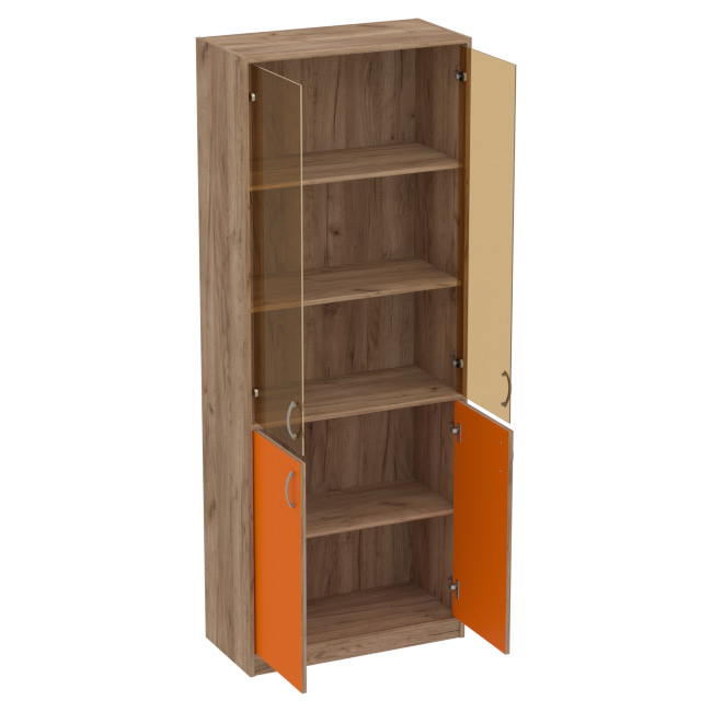 Офисный шкаф ШБ-3+А5 тон. бронза цвет крафт+оранж 77/37/200 см