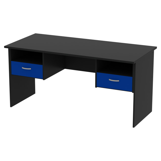 Офисный стол СТ+2Т-10 цвет Черный + Синий 160/73/76 см