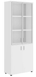 Шкаф высокий со стеклом TREND metall цвет белый 77/36/200