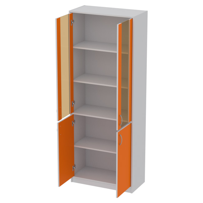 Офисный шкаф ШБ-3+ДВ-62 тон. бронза цвет Серый+Оранж 77/37/200 см