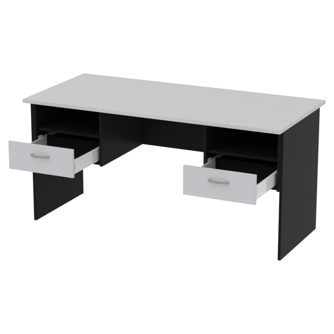 Офисный стол СТ+2Т-10 цвет Черный + Серый 160/73/76 см