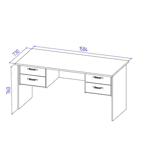 Офисный стол СТ+2Т-10 цвет Серый+Венге 160/73/76 см