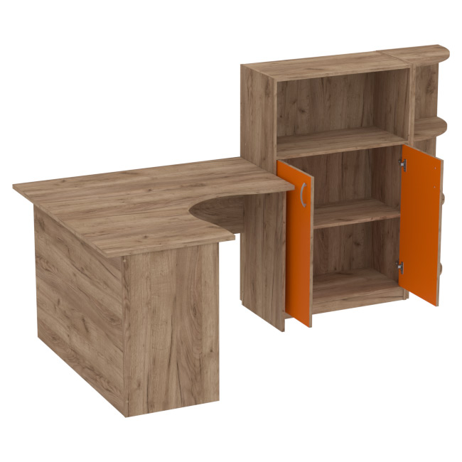 Комплект офисной мебели КП-10 цвет Дуб Крафт+Оранж