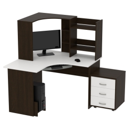 Компьютерный стол КП-СКЭ-4 цвет Венге+Белый 120/120/141 см