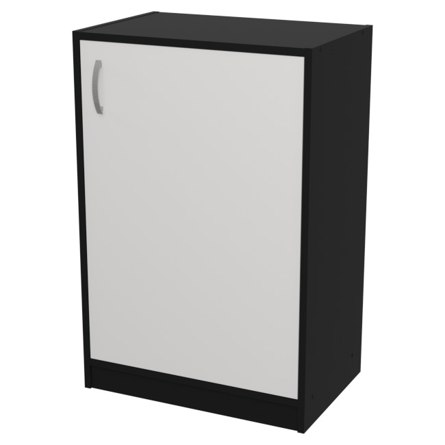 Шкаф для офиса СБ-38+ДВ-46 цвет Черный + Белый + ХДФ Б 56/37/85 см