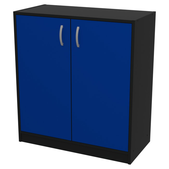 Шкаф для офиса СБ-37+ДВ-45 цвет Черный + Синий 77/37/85 см