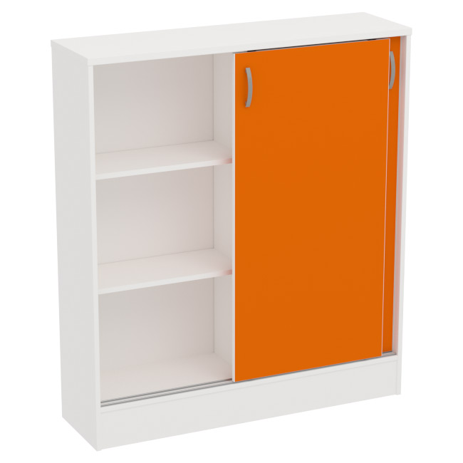 Офисный шкаф СДР-106 цвет Белый+Оранж 106/30/120 см