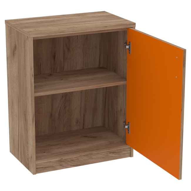 Офисный шкаф СБ-40+ДВ-40 цвет Дуб Крафт+Оранж 60/37/76 см