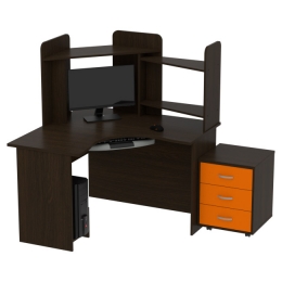 Компьютерный стол КП-СКЭ-3 цвет Венге+Оранж 120/120/141