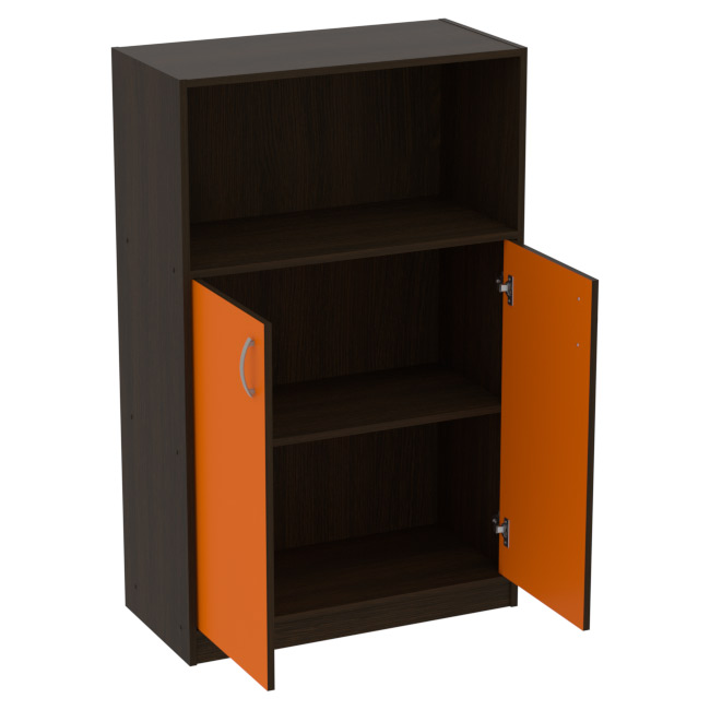 Офисный шкаф СБ-63 цвет Венге+Оранж 77/37/123 см