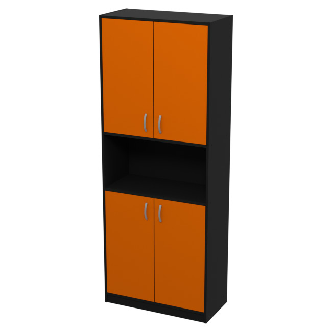 Шкаф для офиса ШБ-4 цвет Черный + Оранж 77/37/200 см