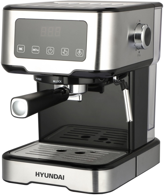 Кофеварка рожковая Hyundai HEM-4313 1100Вт черный/серебристый