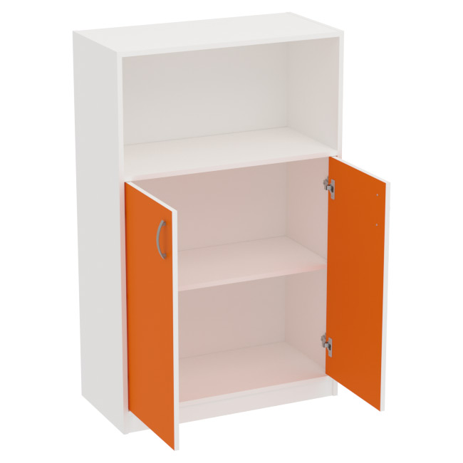 Офисный шкаф СБ-63 цвет Белый+Оранж 77/37/123 см