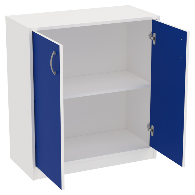 Офисный шкаф СБ-37+ДВ-45 цвет Белый+Синий 77/37/85 см