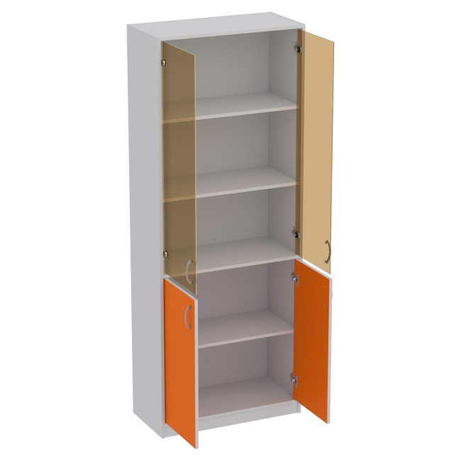 Офисный шкаф ШБ-3+А5 тон. бронза цвет Серый+Оранж 77/37/200 см