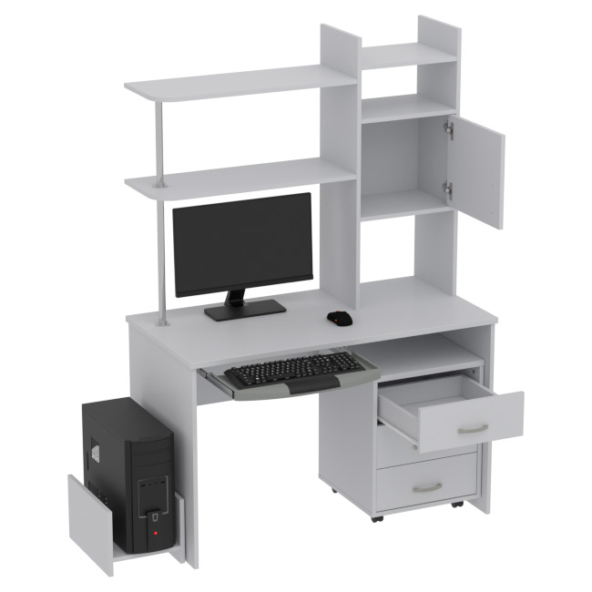 Компьютерный стол КП-СК-9 цвет Серый 120/60/176 см