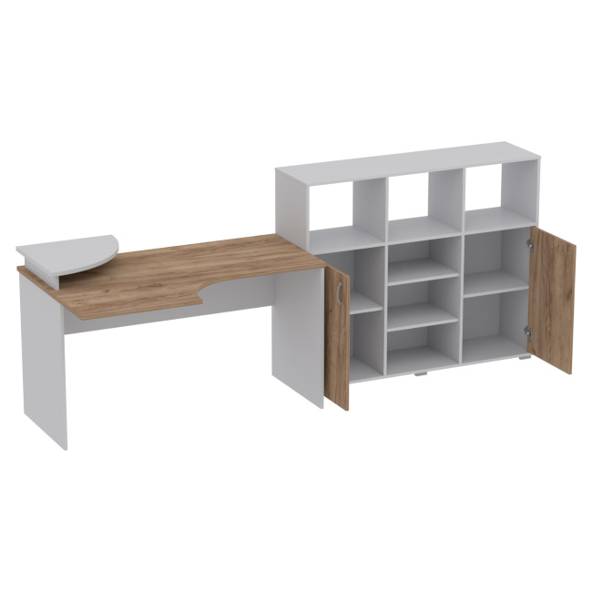 Комплект офисной мебели КП-9 цвет Серый+Дуб Крафт