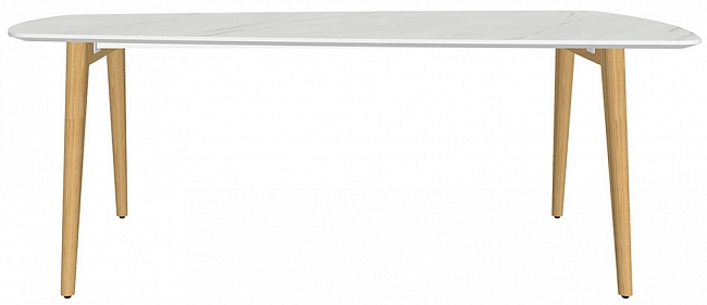 Стол для переговоров Rem-220 мрамор белый + массив ясеня