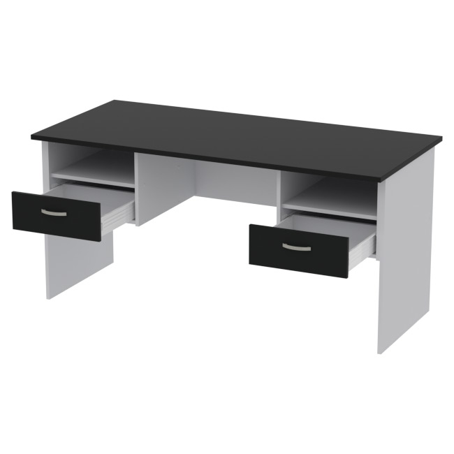 Офисный стол СТ+2Т-10 цвет Серый + Черный 160/73/76 см