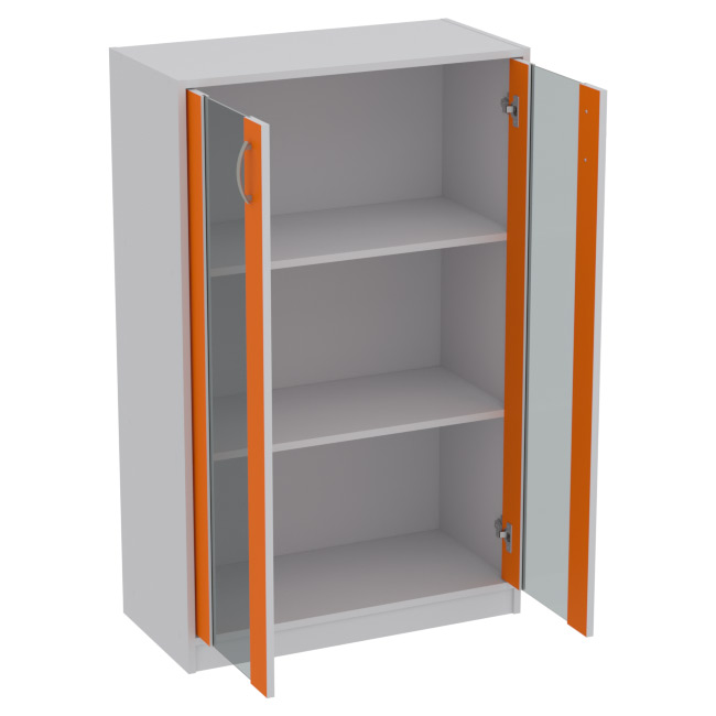 Офисный шкаф СБ-60+ДВ-62 графит цвет Серый+Оранж 77/37/123 см