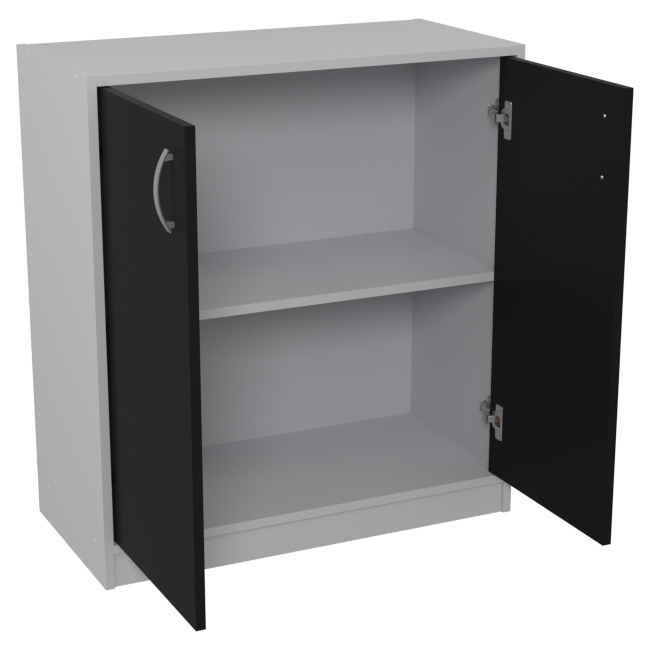 Шкаф для офиса СБ-37+ДВ-45 цвет Серый + Черный 77/37/85 см
