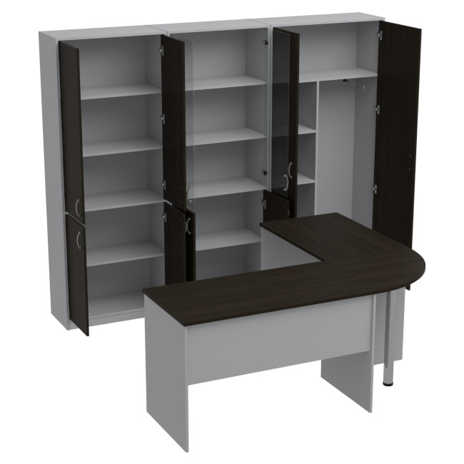 Комплект офисной мебели КП-11 цвет Серый+Венге
