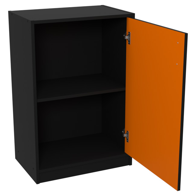 Шкаф для офиса СБ-38+ДВ-46 цвет Черный + Оранж 56/37/85 см