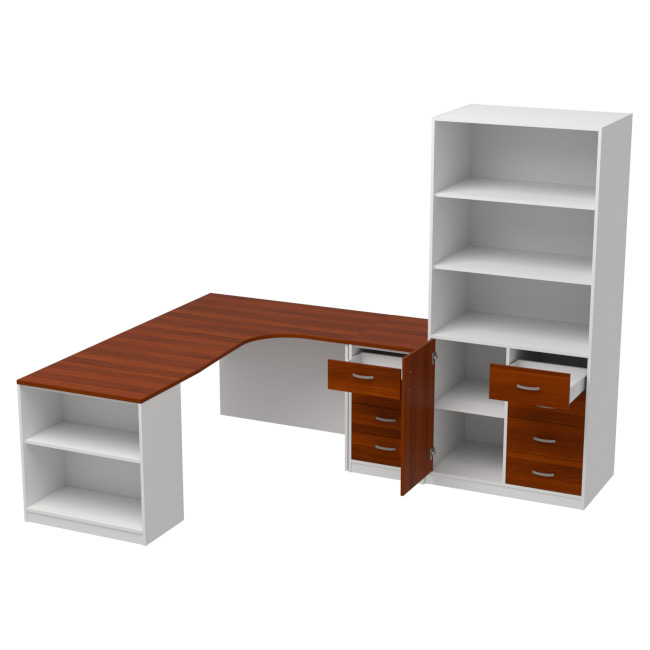 Комплект офисной мебели КП-21 цвет Белый+Орех