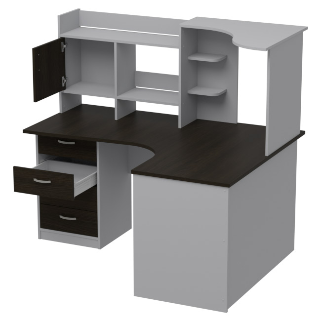 Компьютерный стол СКЭ-5 Левый цвет Серый+Венге 158/120/141 см