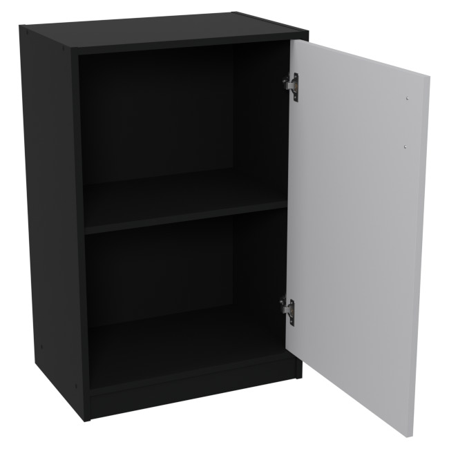 Шкаф для офиса СБ-38+ДВ-46 цвет Черный + Серый 56/37/85 см
