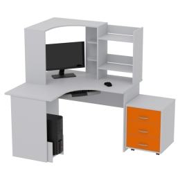 Компьютерный стол КП-СКЭ-4 цвет Серый+Оранжевый 120/120/141 см
