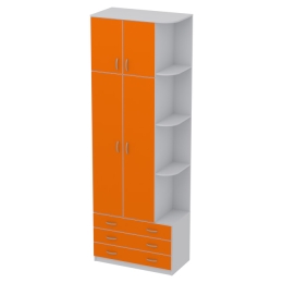 Шкаф для одежды ШО-45 цвет Серый+Оранж 89/45/260 см