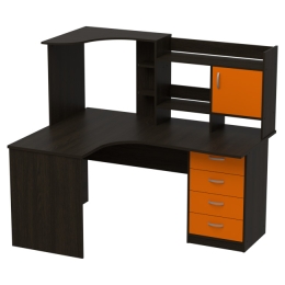 Компьютерный стол СКЭ-5 правый цвет Венге+Оранж 158/120/141 см