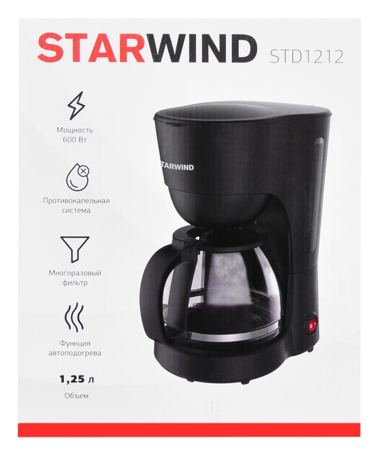 Кофеварка капельная Starwind STD1212 600Вт черный