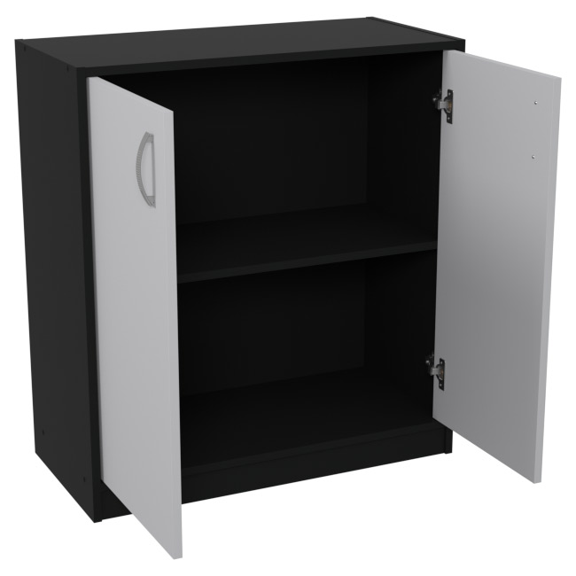 Шкаф для офиса СБ-37+ДВ-45 цвет Черный + Серый 77/37/85 см