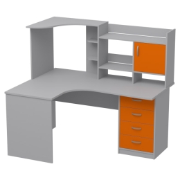 Компьютерный стол СКЭ-5 правый цвет Серый+Оранж 158/120/141 см