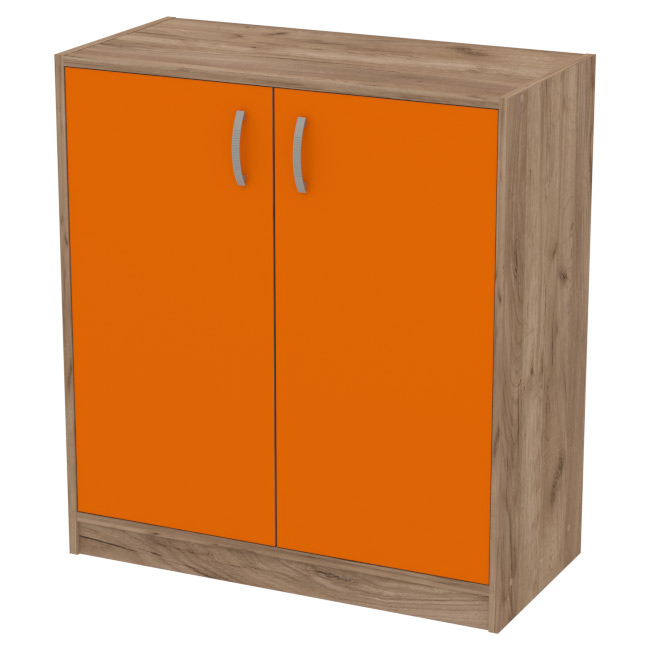 Офисный шкаф СБ-37+ДВ-45 цвет Дуб Крафт+Оранж 77/37/85 см