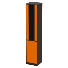 Офисный шкаф СБ-3+ДВ-62 графит цвет Венге+Оранж 40/37/200 см
