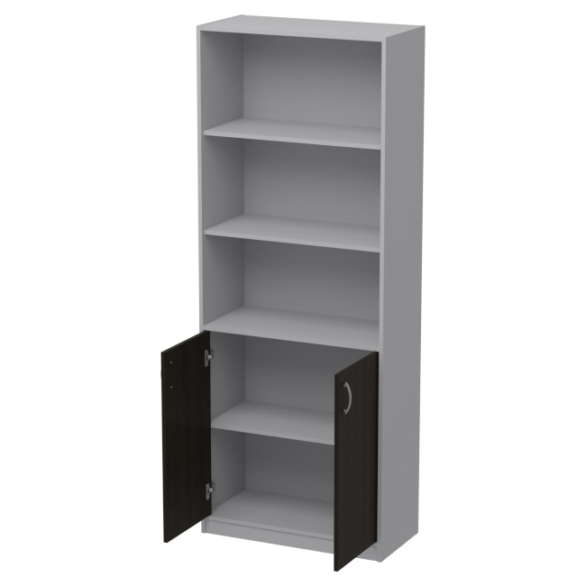 Офисный шкаф ШБ-3 цвет Серый+Венге 77/37/200 см