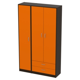Шкаф для одежды ШО-37+СБ-2/З цвет Венге+Оранж 117/37/200 см