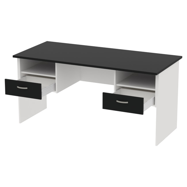 Офисный стол СТ+2Т-10 цвет Белый + Черный 160/73/76 см